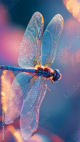 Capture the translucent beauty of a dragonfly's wings,  background image, generative AI