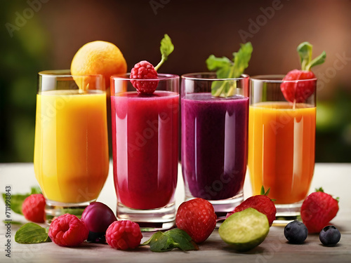 fruit juice and fruits, ai generative 