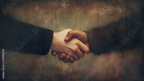 Portrait of shaking hands on textured background, background image, generative AI © Hifzhan Graphics