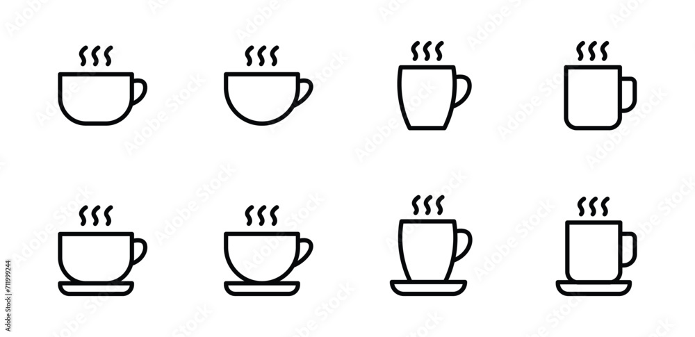 Cup of coffee icon set vector illustration - obrazy, fototapety, plakaty 
