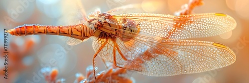 Capture the translucent beauty of a dragonfly's wings,  background image, generative AI