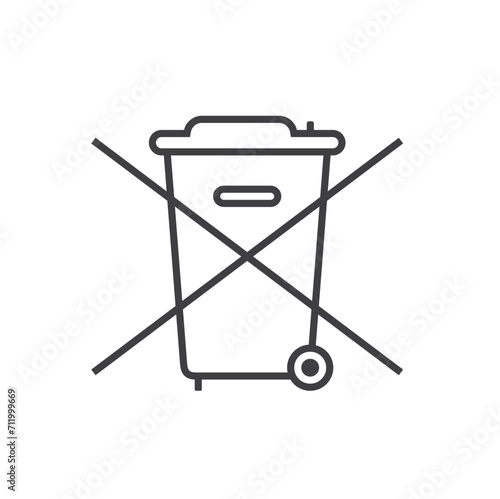 no electronic disposal symbol, vector art.