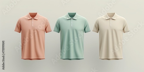 Pastel Meadows: A Symphony of Meadow Green, Soft Peach, and Ivory - Polo Shirt Mockup and Design Templates with Meticulous Detail
