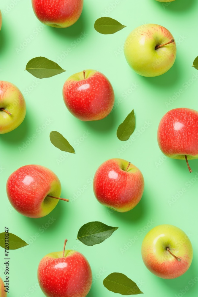Green and red apple on coloured background. Green and red apple on coloured background.