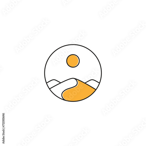 sand desert nature outdoor line logo design graphic vector