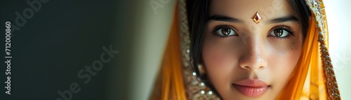 Portrait of young beautiful indian female wearing traditional indian clothes, generative AI