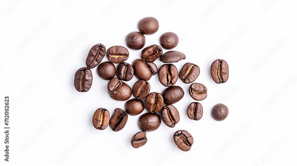Naklejka premium Roasted aromatic coffee beans on a white background