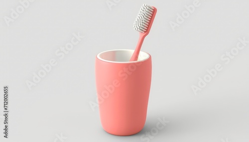 Coral Pink Toothbrush Holder: A Vibrant Splash of Color for Your Vanity, Captured in Stunning 3D Isolation