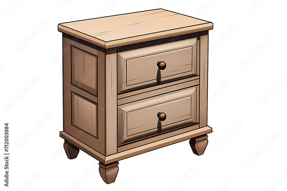 Wooden nightstand furniture with drawers isolated on a Transparent background. Generative AI Wooden nightstand furniture with drawers isolated on a Transparent background. Generative AI