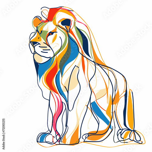 lion, line illustration, minimalism