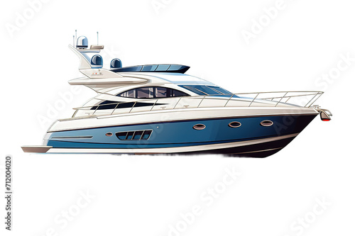Fast boats transport tourists by sea, White speed boat isolated on a Transparent background. Generative AI © STF Design 