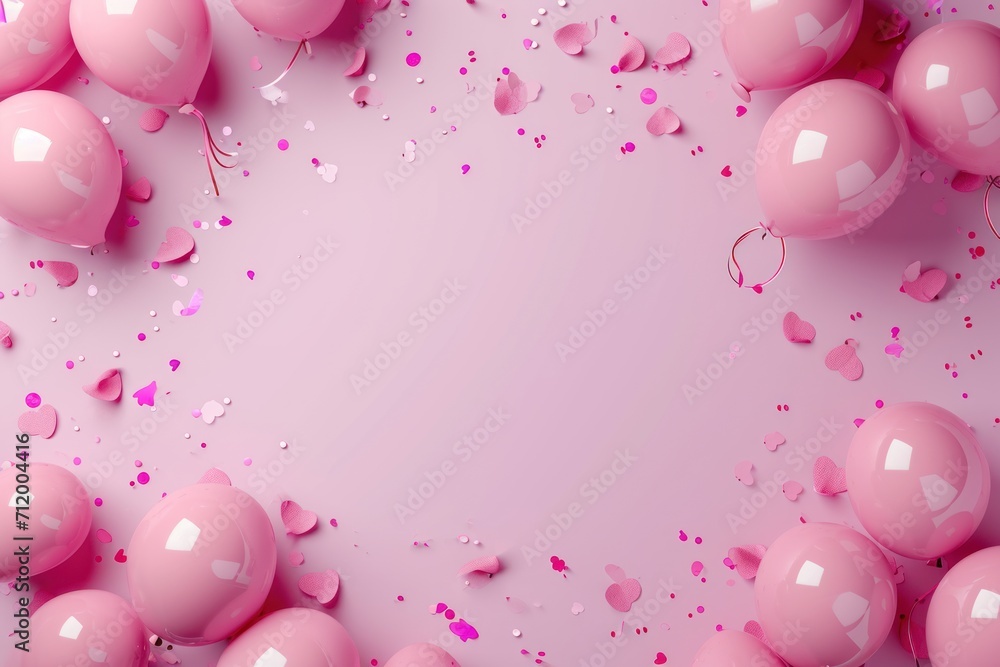 Pink balloons frame with copy space for text. Happy birtday anniversary celebration concept. Pink balloons frame with copy space for text. Happy birtday anniversary celebration concept.