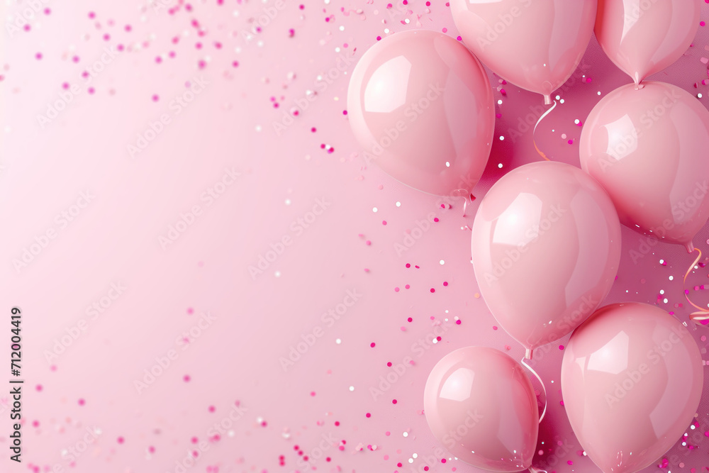 Pink balloons frame with copy space for text. Happy birtday anniversary celebration concept. Pink balloons frame with copy space for text. Happy birtday anniversary celebration concept.