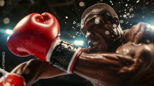 Close-up of a boxer punch his opponent