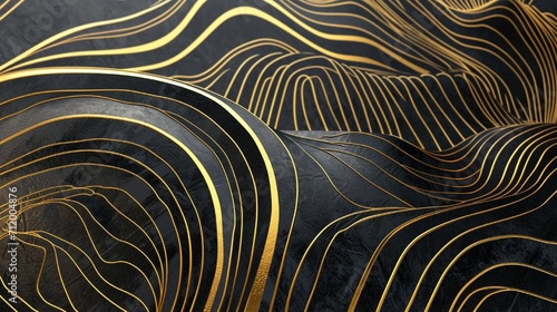 Abstract gold lines mimicking the patterns of a Zen garden for a peaceful wallpaper design.