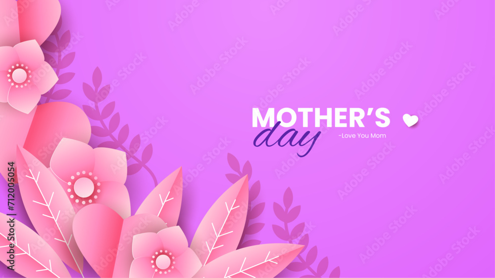 Pink white and purple violet elegant mothers day background with love balloons vector illlustration. Happy mothers day event poster for greeting design template and mother's day celebration