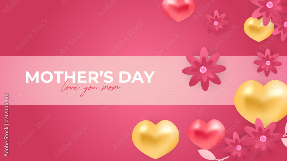 Pink red and yellow vector beautiful and simple style background for mother's day celebration. Happy mothers day event poster for greeting design template and mother's day celebration