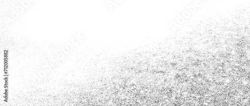 Grunge noise gradient texture. Dirty grain background. Dotted halftone overlay. Sand dust distressed wallpaper. Grungy grit pattern. Black white random dot texture for poster, banner, print. Vector photo