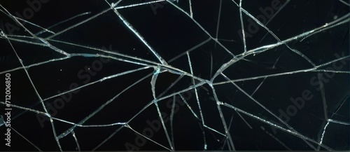 Shattered glass on dark background. Generative AI technology.