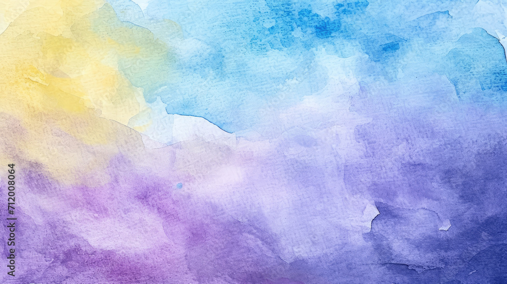 Abstract watercolor background on canvas with a dynamic mix of lavender, lemon yellow and sky blue Abstract watercolor background on canvas with a dynamic mix of lavender, lemon yellow and sky blue