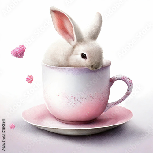 white cup of tea with bunny © 慧謙 陳