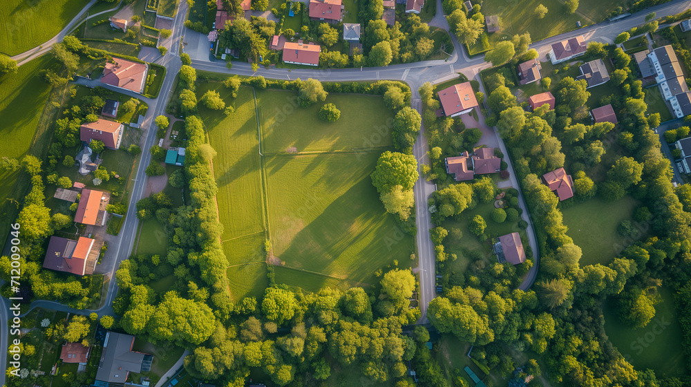 Fototapeta premium Aerial View of GPS-Registered Land Plot: Real Estate Survey for Mapping and Location Identification