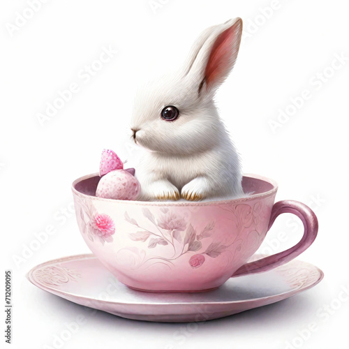 white rabbit in a bowl © 慧謙 陳