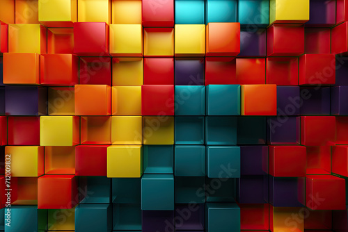 Abstract Colorful Square Shape Cube Blocks Pattern  Geometric Shapes Design for Poster Background