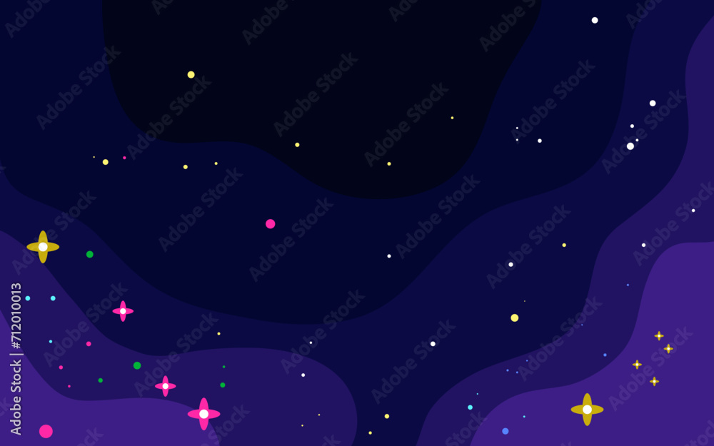 Fototapeta premium Vector space background . Cute flat style template with Stars in Outer space