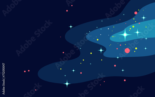 Vector space background . Cute flat style template with Stars in Outer space