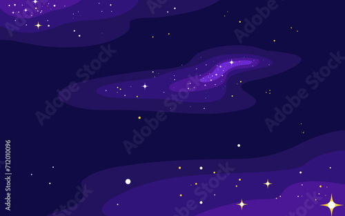 Vector space background . Cute flat style template with Stars in Outer space