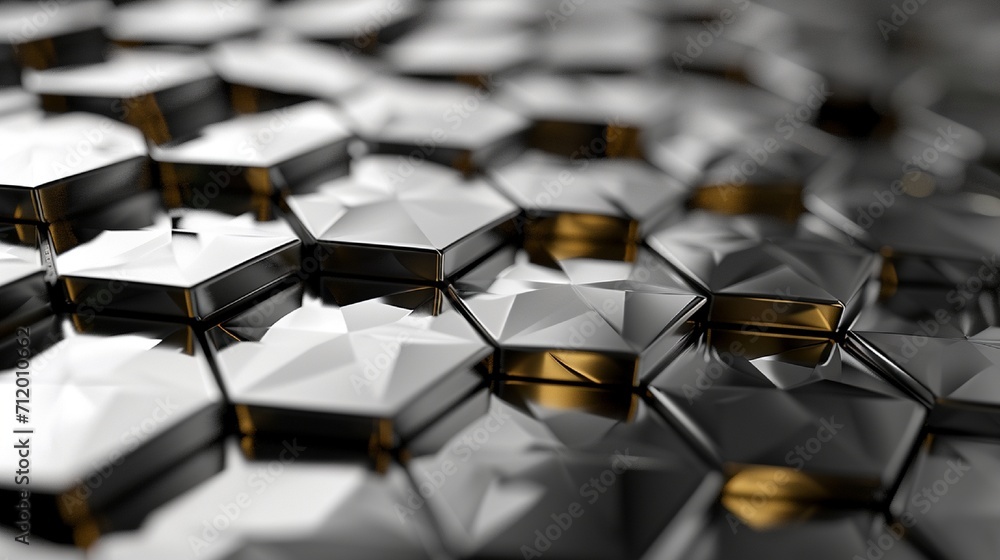 Obraz premium Abstract silver technology hexagonal background.