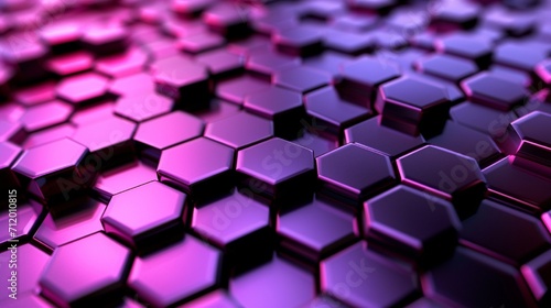 Abstract violet technology hexagonal background.