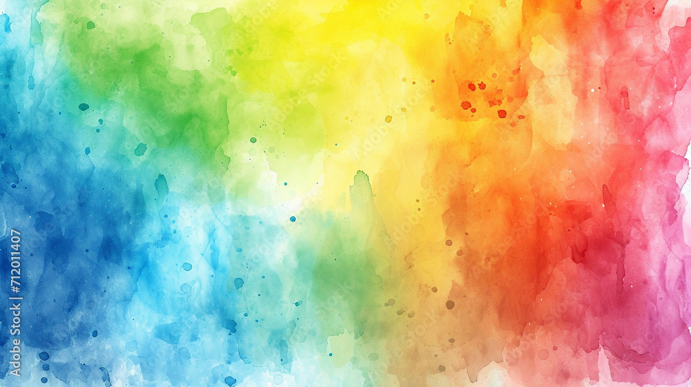 カラフルな虹色の水彩テクスチャ背景　Generative AI