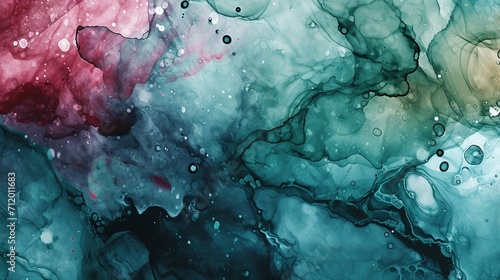 Abstract watercolor paint background by deep teal color maroon and green with liquid fluid texture for backdrop.