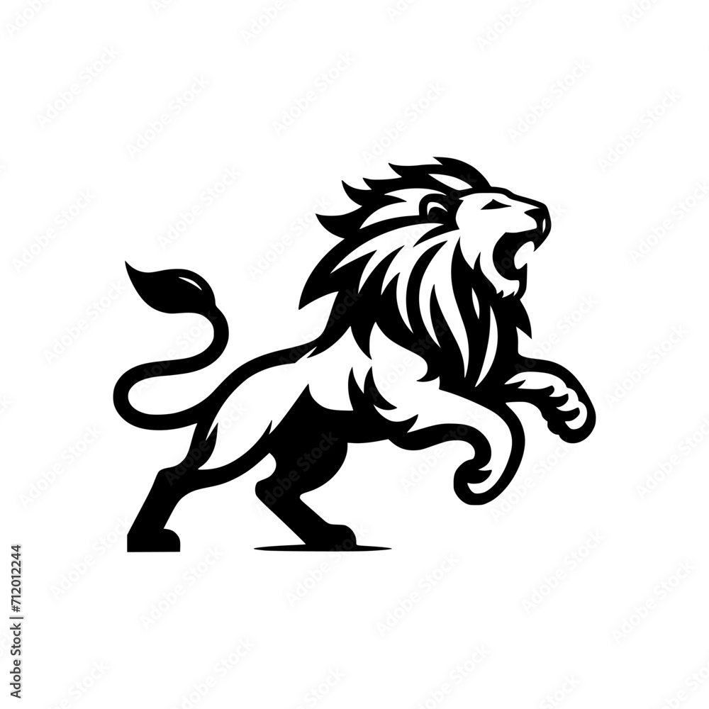 Fototapeta premium Vector Logo of a running Lion. Symbolizing Strength, Leadership, and Nobility. Versatile Design Perfect for Logos, Branding, and Marketing Initiatives. High Quality Illustration on white background.