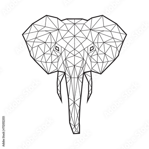 geometric elephant doodle animal cartoon low poly tattoo (ID: 712012203)