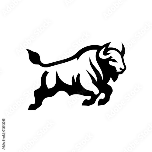 Dynamic Vector Logo Featuring a Charging Bull. Powerful Symbol of Strength and Resilience for Corporate Branding  Financial Services  and Marketing. Striking and Versatile logo on a white Background.
