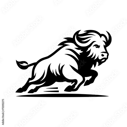 Fototapeta Naklejka Na Ścianę i Meble -  Dynamic Vector Logo Featuring a Charging Bull. Powerful Symbol of Strength and Resilience for Corporate Branding, Financial Services, and Marketing. Striking and Versatile logo on a white Background.