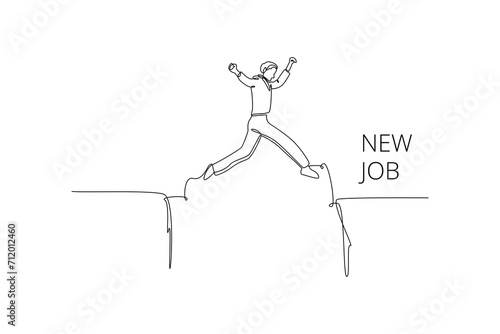 Continuous one line drawing Change job or career. Improvement or progression concept. Doodle vector illustration.