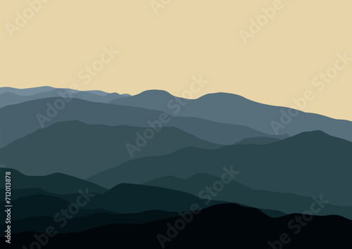 Landscape with mountains abstract. Vector illustration in flat style. © Fajarhidayah11