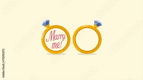 Marry me and I said yes with hands holding line paper of hearts motion. 4k video animated