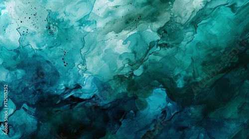 Abstract watercolor paint background by deep teal color indigo and green with liquid fluid texture for backdrop. © Muhammad