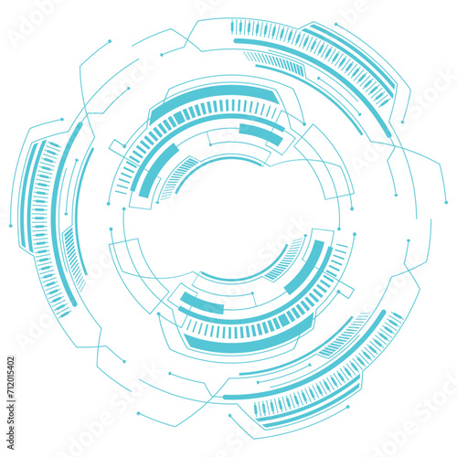 Circle technology elements set. Futuristic hud interface concept.Blue overlay style. サークルテクノロジー要素セット。 未来的な hud インターフェイスのコンセプト。青いオーバーレイ スタイル。