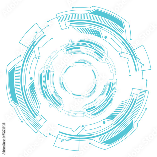 Circle technology elements set. Futuristic hud interface concept.Blue overlay style. サークルテクノロジー要素セット。 未来的な hud インターフェイスのコンセプト。青いオーバーレイ スタイル。