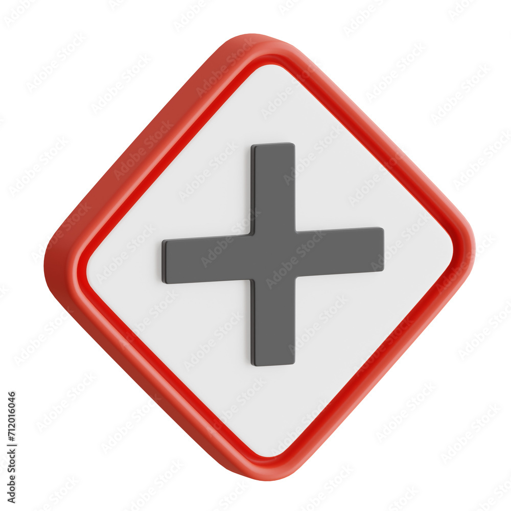 Fototapeta premium 3D Cross Sign Model Pedestrian Safety at Intersections. 3d illustration, 3d element, 3d rendering. 3d visualization isolated on a transparent background