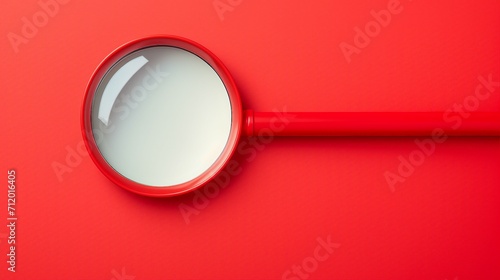 Captivating Exclamation Mark Concept with Magnifying Glass Focus on Red Background - Perfect for Promotional Content and Attention-Grabbing Designs!