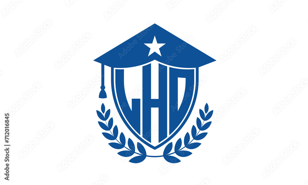 LHO three letter iconic academic logo design vector template. monogram, abstract, school, college, university, graduation cap symbol logo, shield, model, institute, educational, coaching canter, tech LHO three letter iconic academic logo design vector template. monogram, abstract, school, college, university, graduation cap symbol logo, shield, model, institute, educational, coaching canter, tech