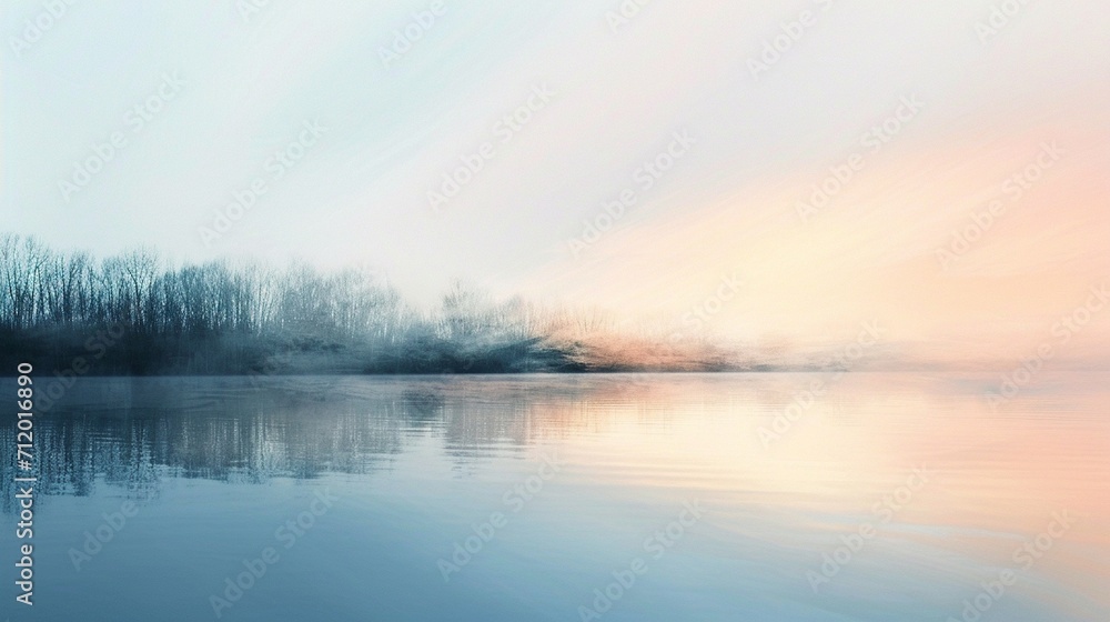 An abstract background conveying the serenity of an early spring morning, with soft pastel colors, gentle gradients, and a calm, soothing composition