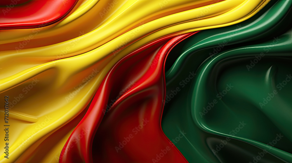 Abstract Colorful Silk Wave Fabric in Green, Yellow, and Red colors. Black History Month Concept Background Abstract Colorful Silk Wave Fabric in Green, Yellow, and Red colors. Black History Month Concept Background
